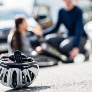 Close-up of a bicycling helmet fallen